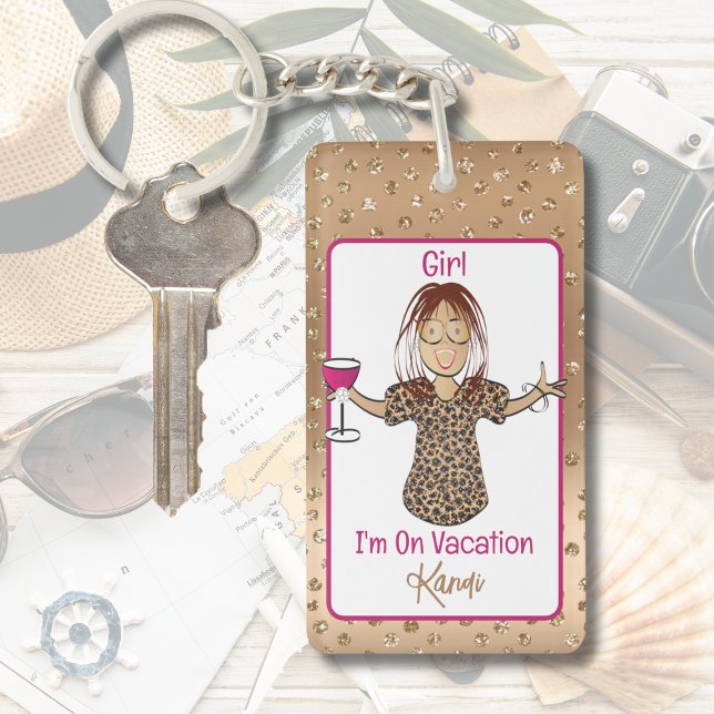 Porte-clefs Ethnic Femme Cartoon Vacation Drôle Drôle Dire Cad (Créateur téléchargé)
