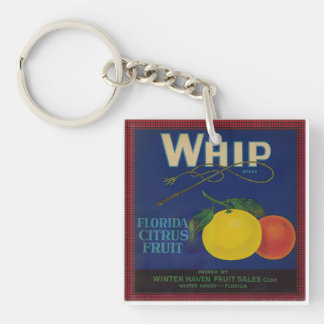 Porte-clefs Étiquette de fruits vintage à argile de whip