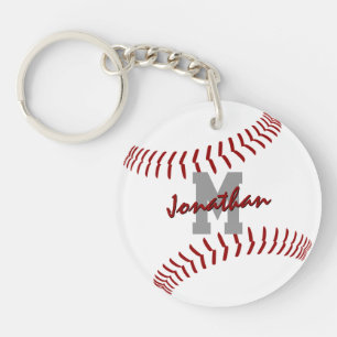 Porte-clefs étiquette de sac de base-ball blanc rouge sport mi