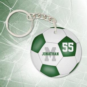 Porte-clefs étiquette de sac de football vert blanc de l'école