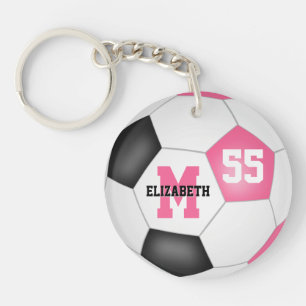 Porte-clefs étiquette de sac de soccer rose noir