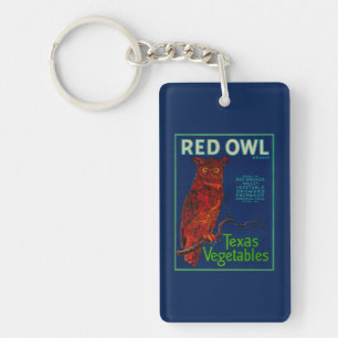 Porte-clefs Étiquette végétal de hibou rouge