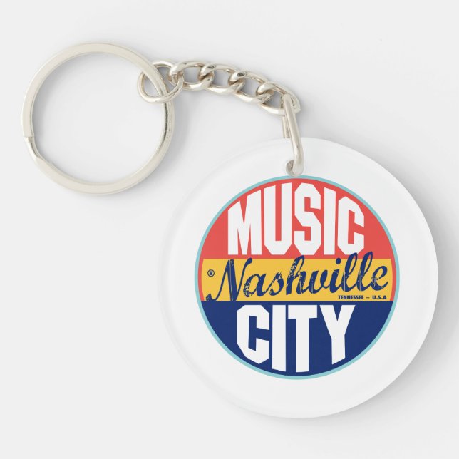 Porte-clefs Étiquette vintage de Nashville (Devant)