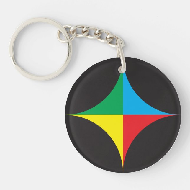 Porte-clefs étoile rouge bleu jaune (Devant)