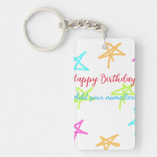 Porte-clefs Étoiles colorées joyeux anniversaire ajouter nom t