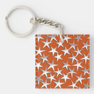 Porte-clefs Étoiles d'argent sur cuivre