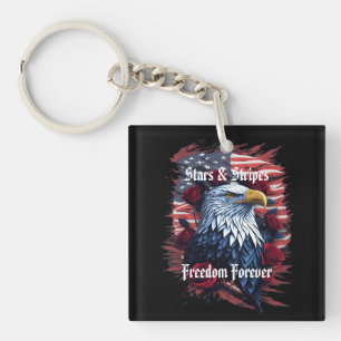 Porte-clefs Étoiles Rayures Liberté Pour Toujours Aigle Drapea