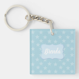Porte-clefs Étoiles sur Monogramme bleu ou nom personnalisé