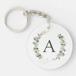 Porte-clefs Eucalyptus Botanique Monogramme Mariage de verdure