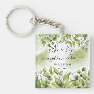 Porte-clefs Eucalyptus Verdure Blush Moderne Script tendance