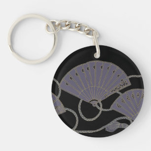 Porte-clefs Éventail Violet Élégant
