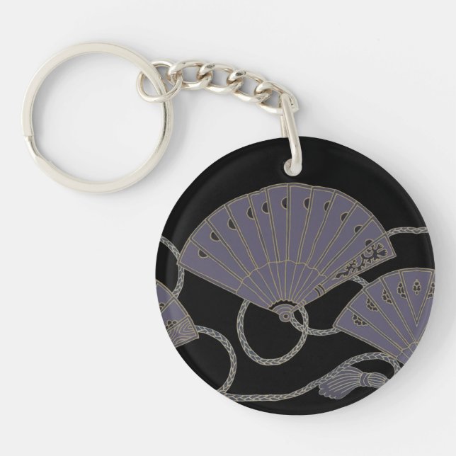 Porte-clefs Éventail Violet Élégant (Devant)