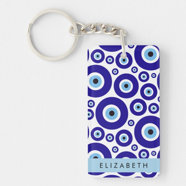 Porte-clefs Evil Eye, Greek Eye, Turkish Eye, Mati, Your Name (Devant)