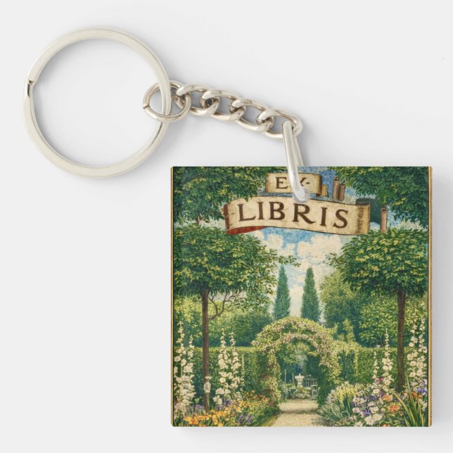 Porte-clefs Ex Libris de jardin vintage  (Devant)