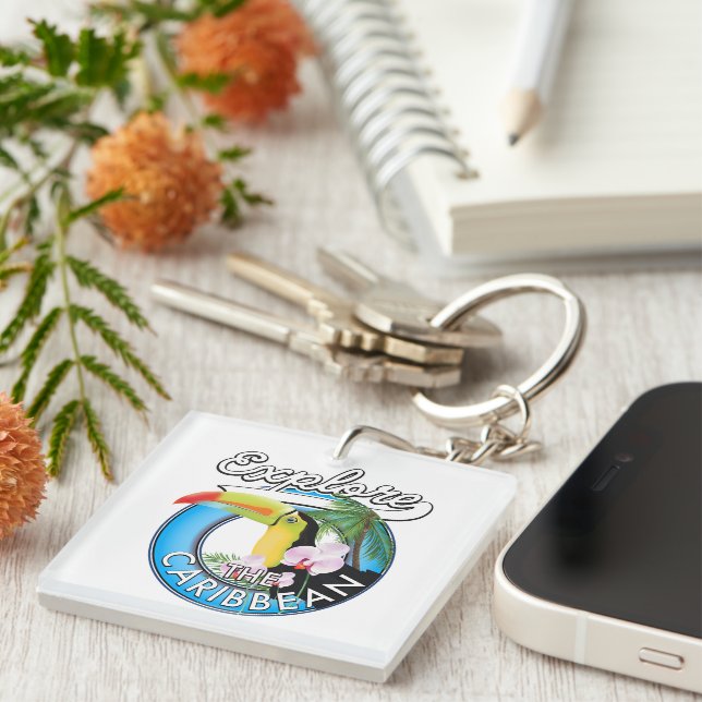Porte-clefs Explorez le patch de voyage des Caraïbes. (Devant Droit)
