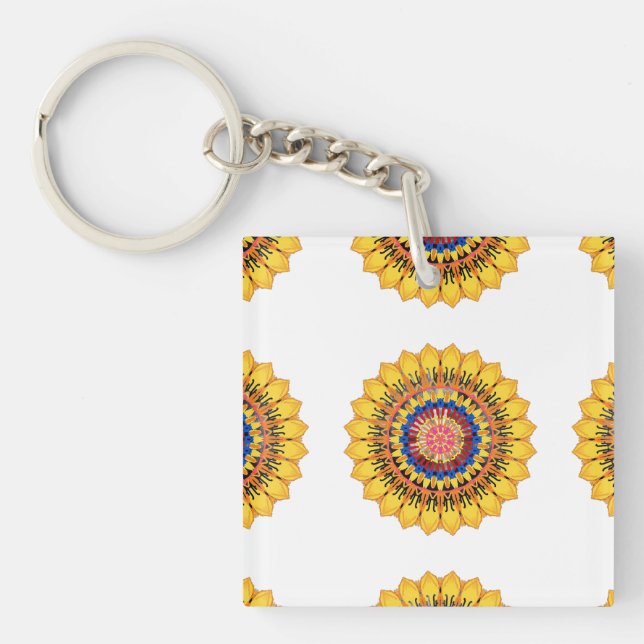 Porte-clefs Explosion solaire dorée  (Devant)