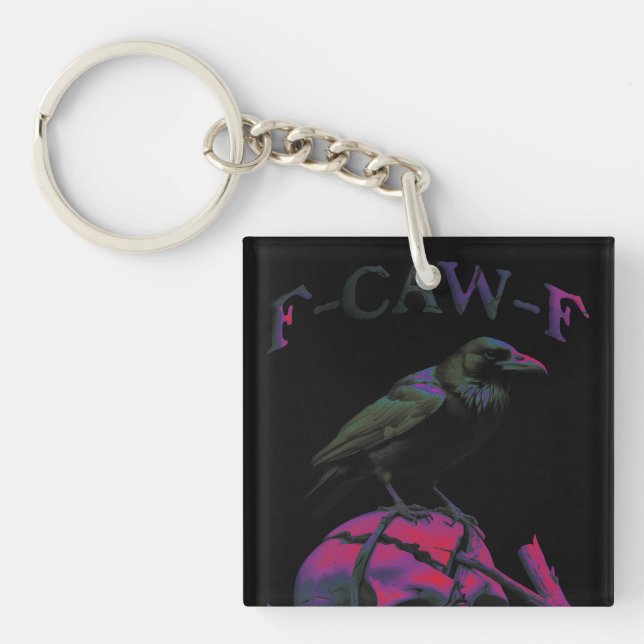 Porte-clefs F-Caw-F Funny Black Crow Bird (Devant)