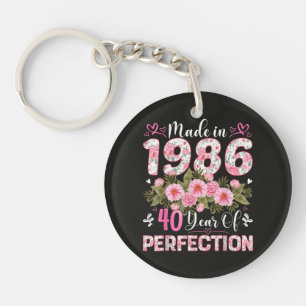 Porte-clefs Fabriqué en 1986 40 Ans de Perfection Florale