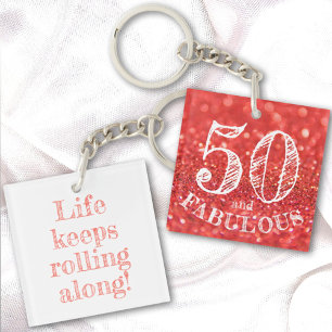 Porte-clefs Fabuleux 50 Anniversaire Coral Parties scintillant