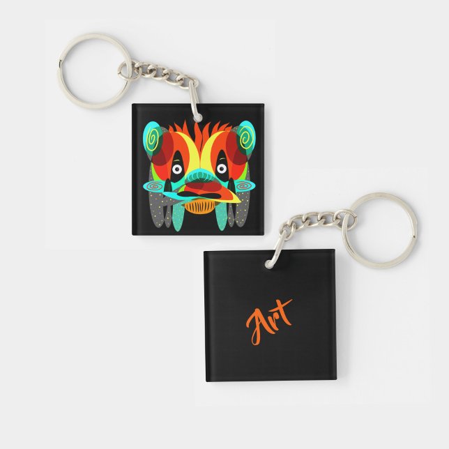 Porte-clefs Face abstraite (Créateur téléchargé)