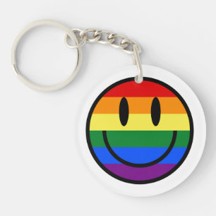 Porte-clefs Face souriante arc-en-ciel