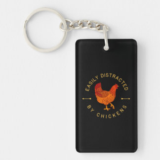 Porte-clefs Facilement distrait par le poulet animal de ferme