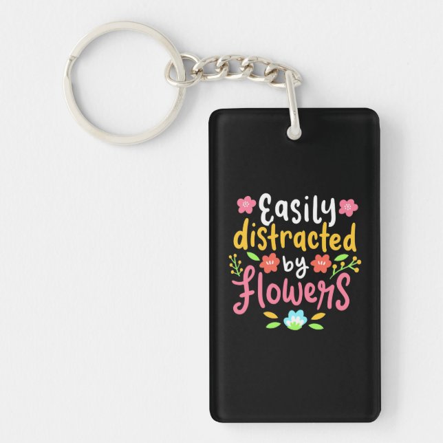 Porte-clefs Facilement Distrait Par Les Fleurs (Devant)