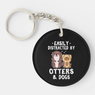 Porte-clefs Facilement Distrait Par Les Loutres Et Les Chiens 