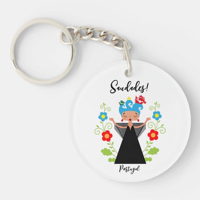 Porte-clefs Fado chanteuse avec caravelle portugaise (Devant)