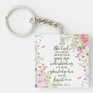 Porte-clefs Faire confiance au Seigneur floral