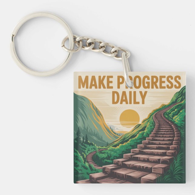 Porte-clefs Faire des progrès quotidiennement (Devant)