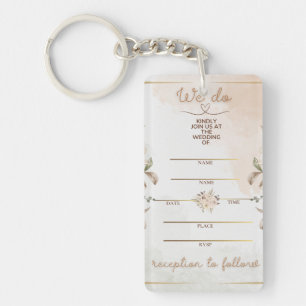 Porte-clefs Faire-part de mariage à l'aquarelle beige floral é
