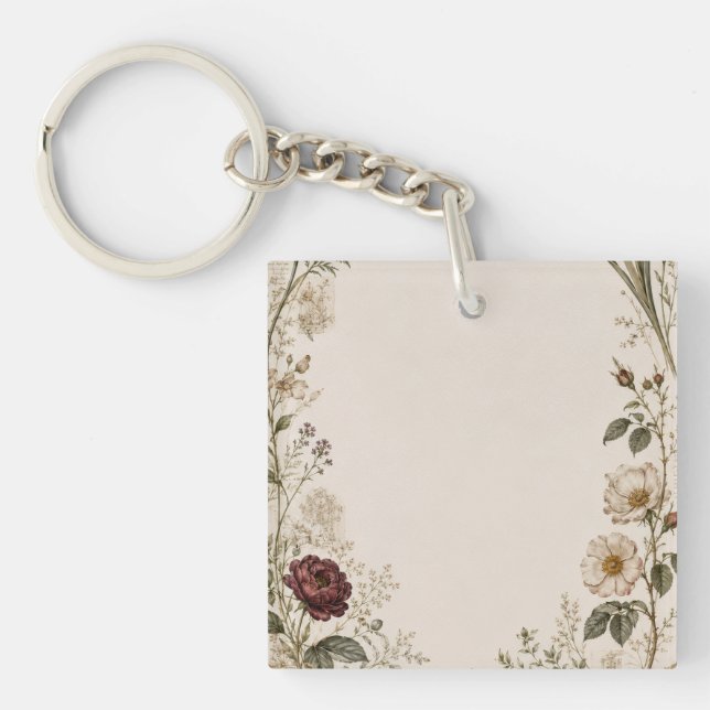 Porte-clefs Faire-part de mariage botanique Renaissance (Devant)