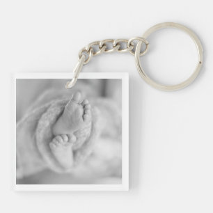 Porte-clefs Faire-part de naissance bébé moderne noir blanc ph
