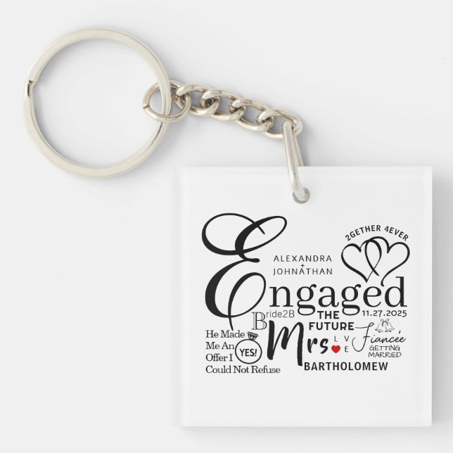 Porte-clefs Faire-part Mariage de collage engagé (Devant)