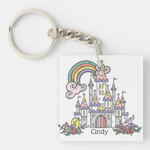 Porte-clefs Fairytale Castle Princess Nom personnalisé