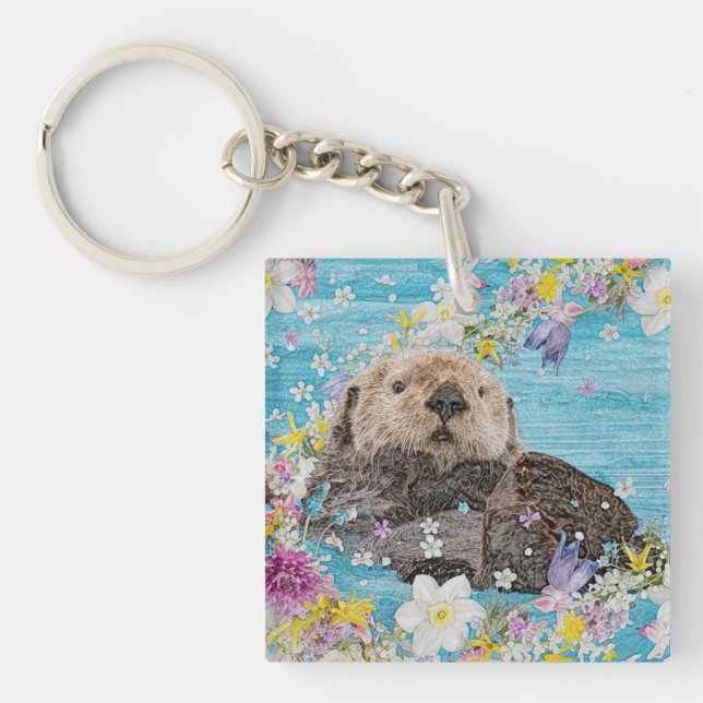 Porte-clefs Fairytale Otter dans la rivière des Fleurs (Devant)