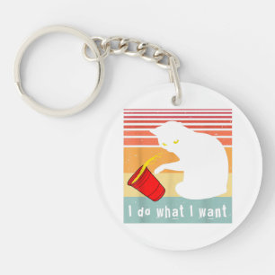 Porte-clefs Fais ce que je veux Chat noir vintage Coupe rouge