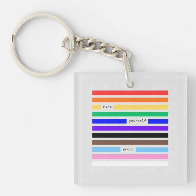 Porte-clefs Faites-vous Fier Arc-en-ciel Caviardage Fierté 202 (Devant)