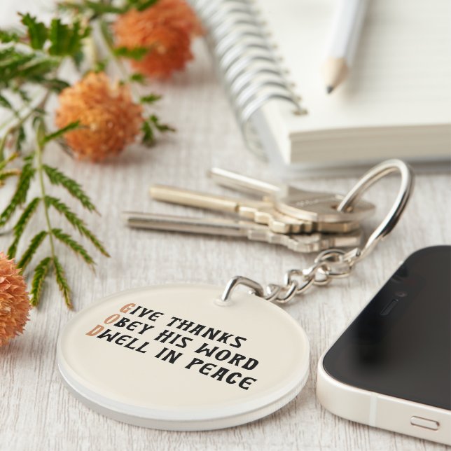 Porte-clefs Faith Keychain – GOD & AMEN Thanksgiving Gift (Devant droit)