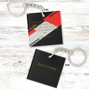 Porte-clefs Faith Verse Elegant Black and Red Abstrait Art