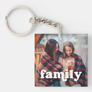 Porte-clefs Famille   Boho Texte superposé avec deux photos