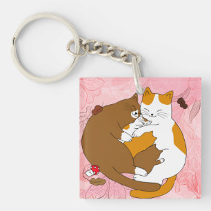 Porte-clefs Famille de chats mignons