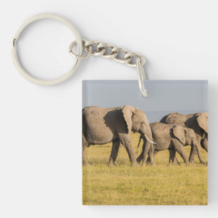 Porte-clefs Famille d'éléphants en marche