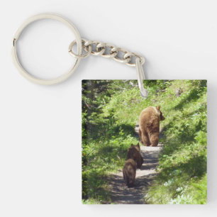 Porte-clefs Famille d'ours brun