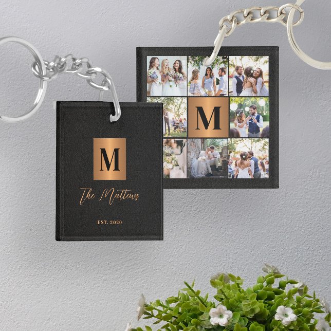 Porte-clefs Famille Monogramme photo collage (Créateur téléchargé)