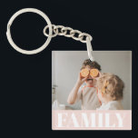 Porte-clefs Famille Pastel Rose moderne Cadeau photo<br><div class="desc">Famille Pastel Rose moderne Cadeau photo</div>