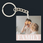 Porte-clefs Famille Pastel Rose moderne Cadeau photo<br><div class="desc">Famille Pastel Rose moderne Cadeau photo</div>