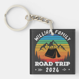 Porte-clefs Famille Personnalisée Camping Aventure Road Trip