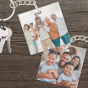 Porte-clefs Famille personnalisée double face deux photo